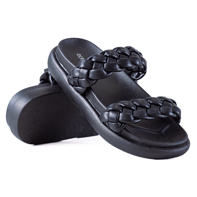 SHELOVET Pantuflas Trenzadas En La Plataforma negro