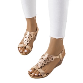Sandalias cuña Parel dorado
