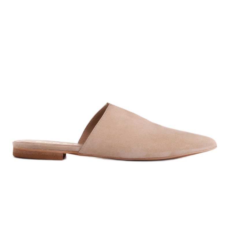 Marco Shoes Babuchas de ante con abertura beige