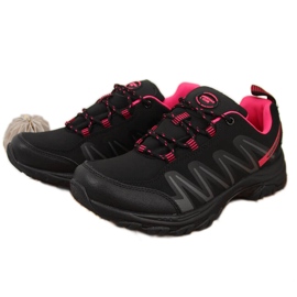 Zapatos trekking mujer impermeables negro y rosa American Club