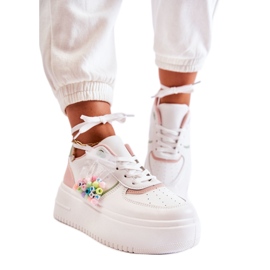 PS1 Deportivas Mujer Atadas Deportivas Deportivas Blanco-Rosa Manila rosado