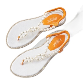 Sandalias naranjas con perlas Tana plata