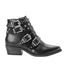Botas rockeras negras con hebillas Love Bites negro