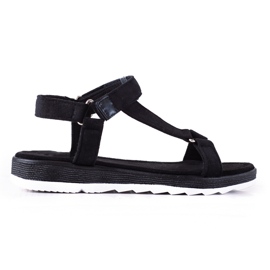 SHELOVET Sandalias De Ante Con Velcro negro