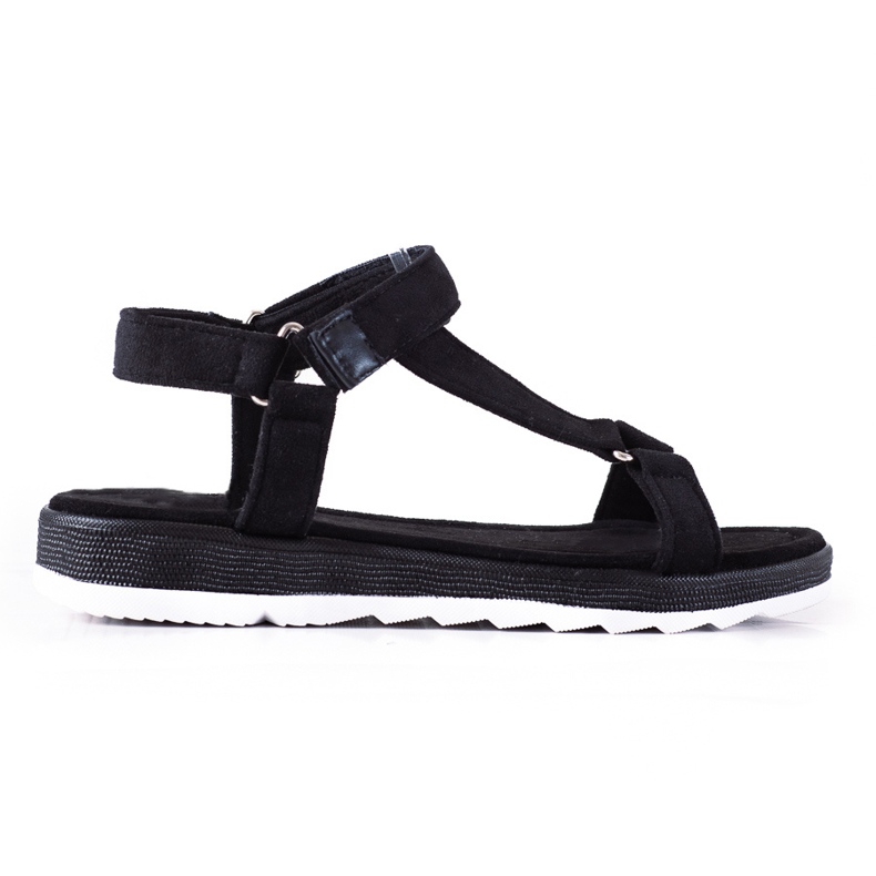 SHELOVET Sandalias De Ante Con Velcro negro