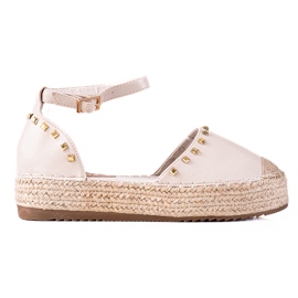 SHELOVET Alpargatas con tachuelas beige
