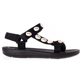 SHELOVET Sandalias Negras Con Conchas negro