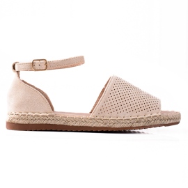SHELOVET Sandalias alpargatas caladas beige
