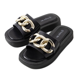 Babuchas negras con cadena Bragg negro