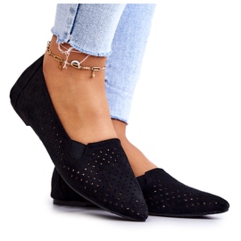 LU BOO Bailarinas Mujer Caladas Slip-on Negro Rosario