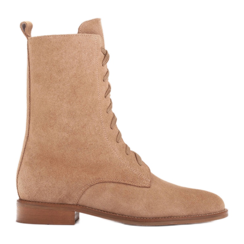 Marco Shoes Botas clásicas de tacón bajo beige