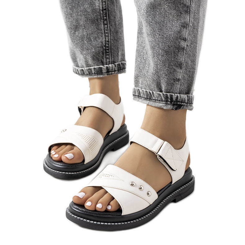 Sandalias blancas en la plataforma Meis beige crudo