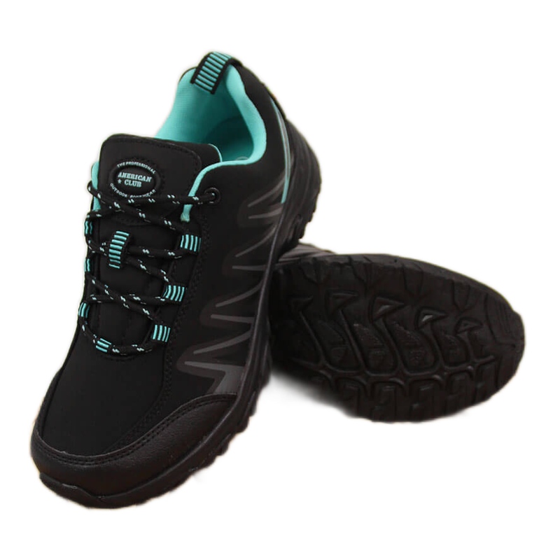 Zapatos trekking mujer impermeables negro y menta American Club