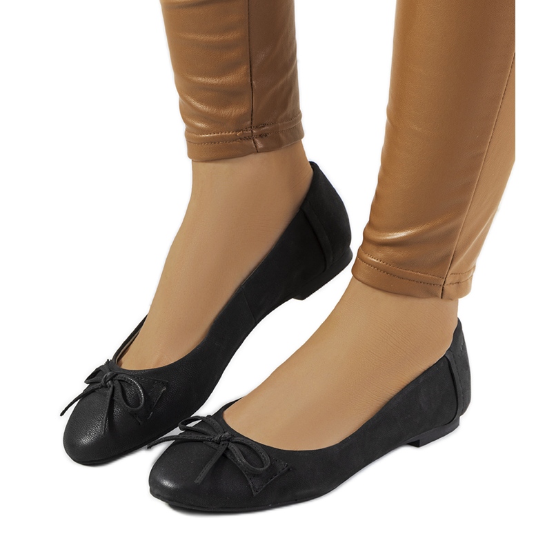 Bailarinas negro mate con lazo Morgana