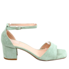Sandalias de tacón alto en ante verde para mujer