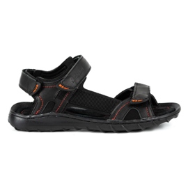 ŁUKPOL Sandalias hombre piel negras 832 negro