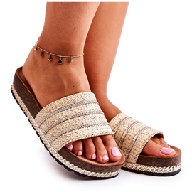S.Barski Pantuflas Clásicas De Mujer Con Cadena Beige Maddy