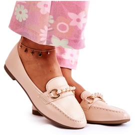 PG1 Mocasines Mujer Con Perlas Decorativas Beige Sergia