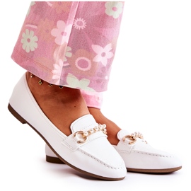 PG1 Mocasines de mujer con perlas decorativas, blanco Sergia