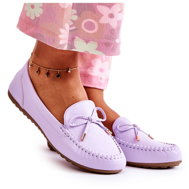 PG1 Mocasines De Mujer Con Lazo Violeta Aurila PG1 Mocasines De Mujer Con Lazo Violeta Aurila