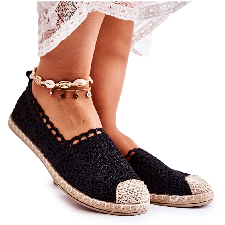 PH1 Alpargatas sin cordones caladas negras de mujer negro