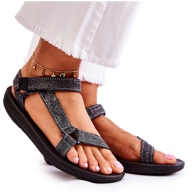 Sandalias Mujer Clásicas Con Velcro Negro Kalla