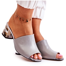PA2 Pantuflas Mujer Piel Con Tacón Gris Perry