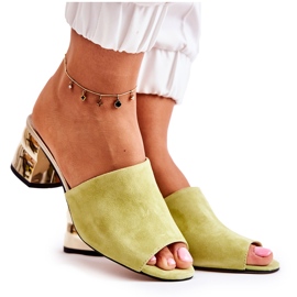 PA2 Pantuflas Mujer Ante Tacón Verde Perry