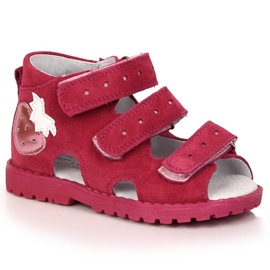 Sandalias ortopédicas de piel fresa fucsia Kornecki Jr KORORT117 rosado