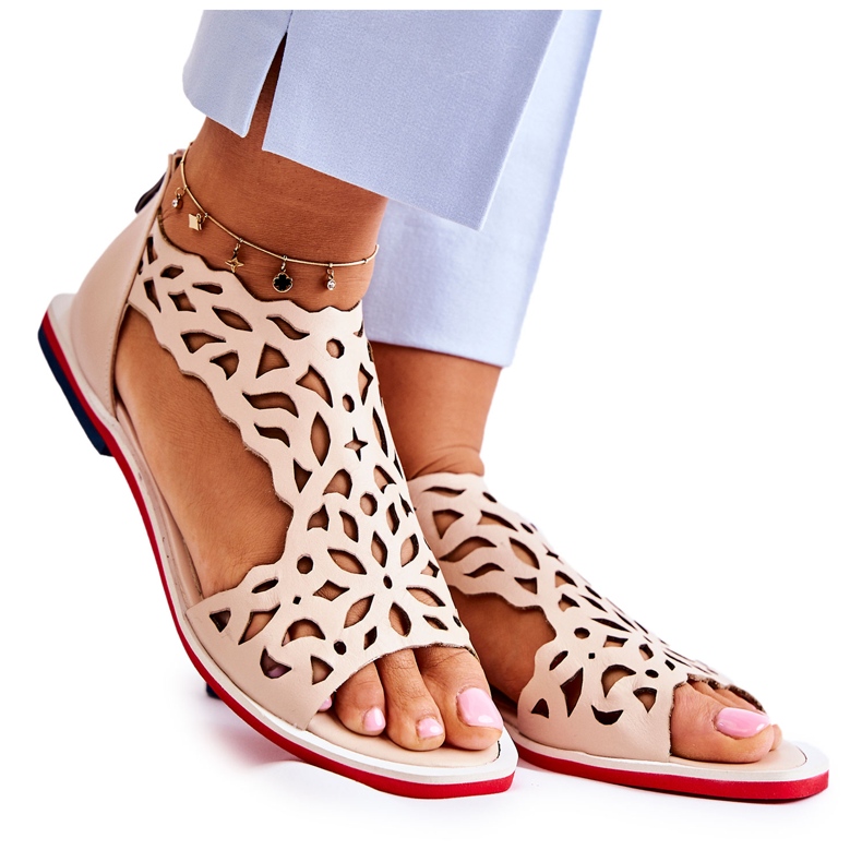 PA2 Sandalias Piel Ligera Calada Beige Alima
