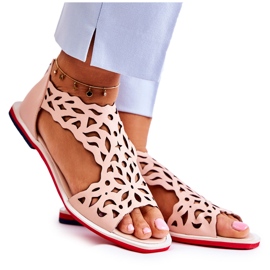 PA2 Sandalias Cuero Caladas Rosa Claro Alima