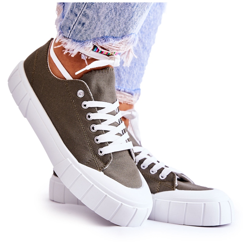 PS1 Zapatillas de mujer con plataforma Comes de color caqui verde PS1 Zapatillas de mujer con plataforma Comes de color caqui verde