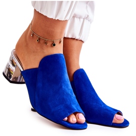 Pantuflas Mujer Ante Tacón Azul Marino Marino