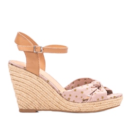 Sandalias beige cuña abierta Veronica