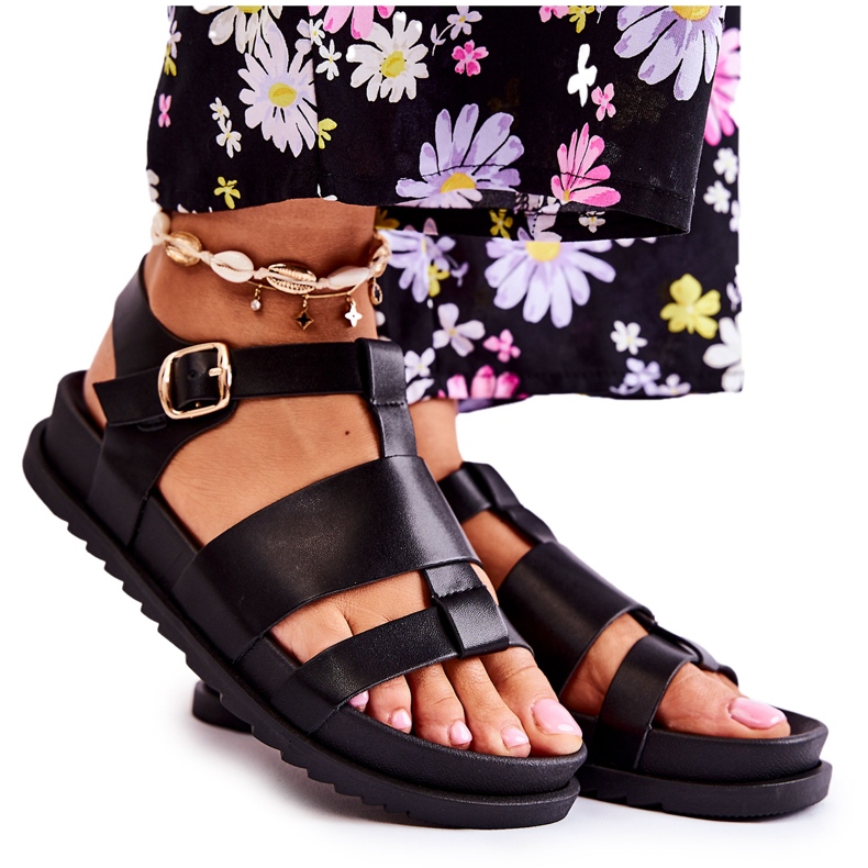 Sandalias De Cuero En La Plataforma Tessy Negra negro