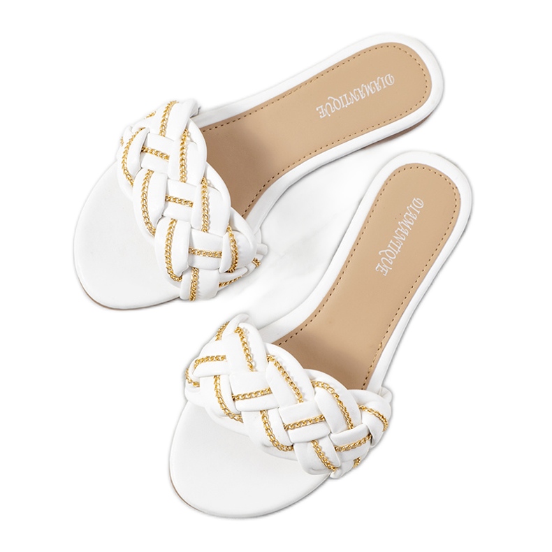 BM Babuchas Correa elegantes blancas blanco