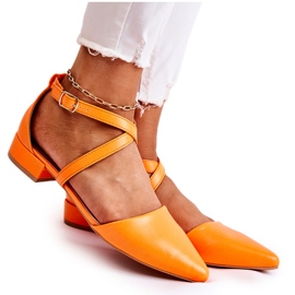 WS1 Bombas De Cuero En Tacones Bajos Naranja Giovanna