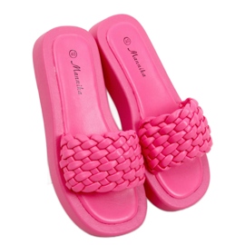 Sandalias de tacón con rayas trenzadas Elida Fushia rosado
