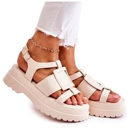 PS1 Sandalias De Mujer En Piel Con Plataforma Corene Beige PS1 Sandalias De Mujer En Piel Con Plataforma Corene Beige