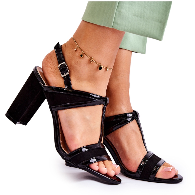 PG1 Sandalias De Cuero De Moda En Un Bar Black Passion negro