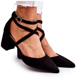 PG1 Bombas de moda en un tacón bajo Crissa negro