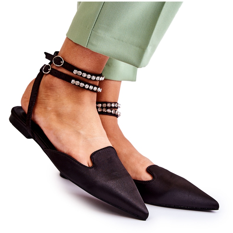 WS1 Sandalias de mujer Amisha en negro con puntera Spitz