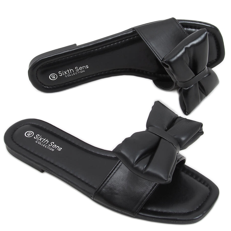 Pantuflas Mili Negras con lazo negro Pantuflas Mili Negras con lazo negro