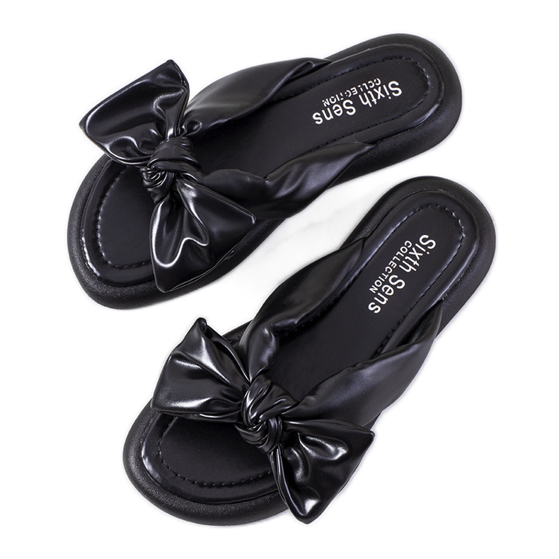 Babuchas negras con lazo Roio negro