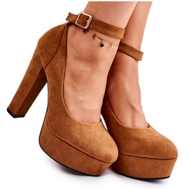 WS1 Bombas de gamuza en la plataforma Camel Gottie marrón