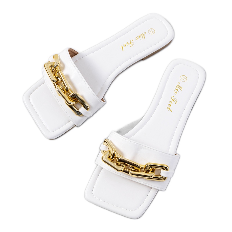 Babuchas elegantes blancas con cadena Cherell blanco