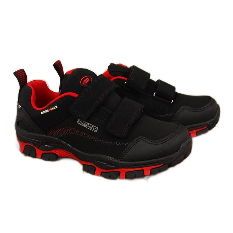Zapatos de trekking impermeables para niños American Club negro y rojo