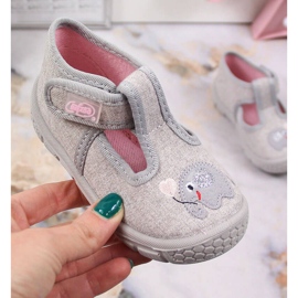 Zapatillas casa niña con velcro Befado gris con elefante
