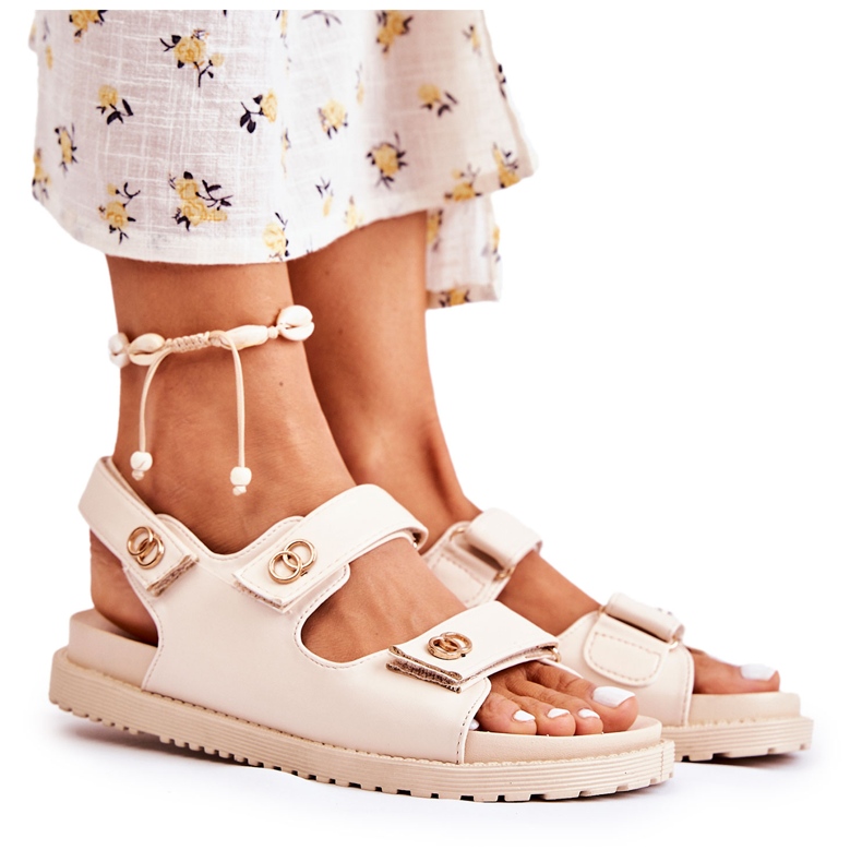 S.Barski Sandalias Mujer Piel Con Adorno, Beige