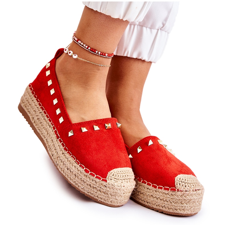 WT1 Alpargatas De Mujer Con Tachuelas Laross Rojas rojo